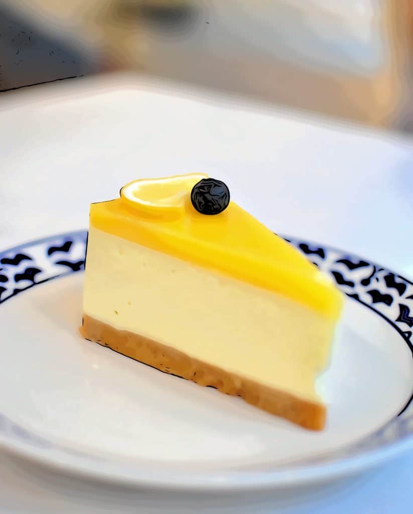 slice of cheesecake at waitrose canary wharf’s cafe