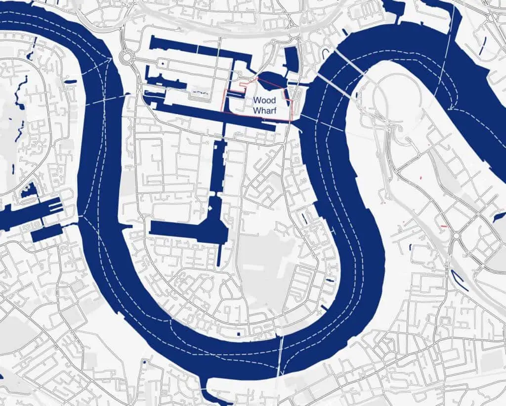 wood wharf development area map marked