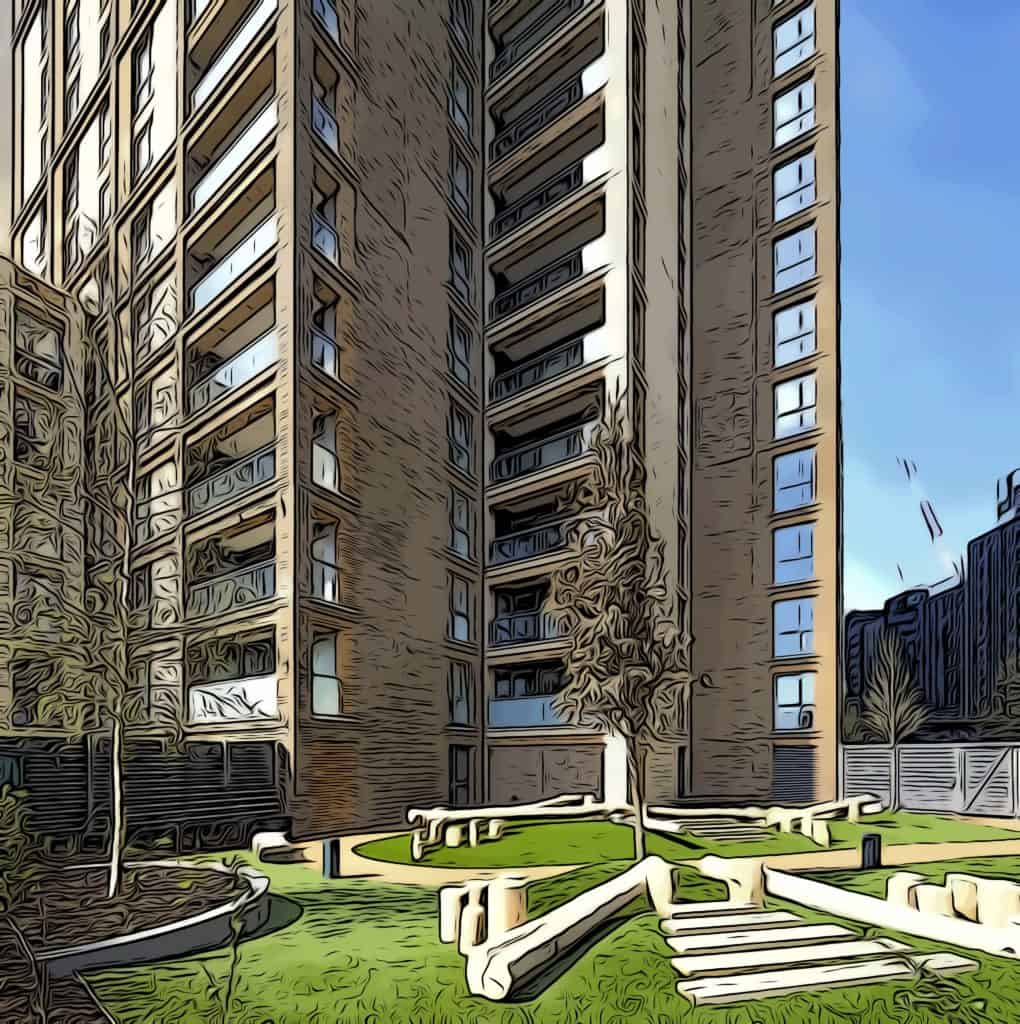 the liberty building private residents garden in e14 canary wharf