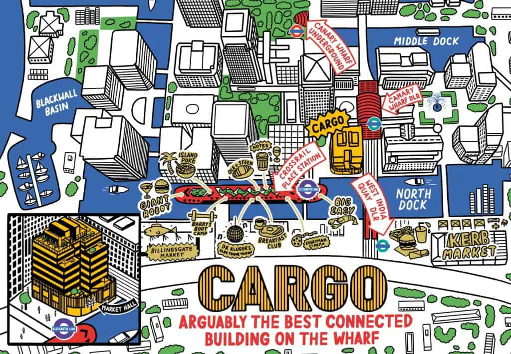 cargo canary wharf food market location map