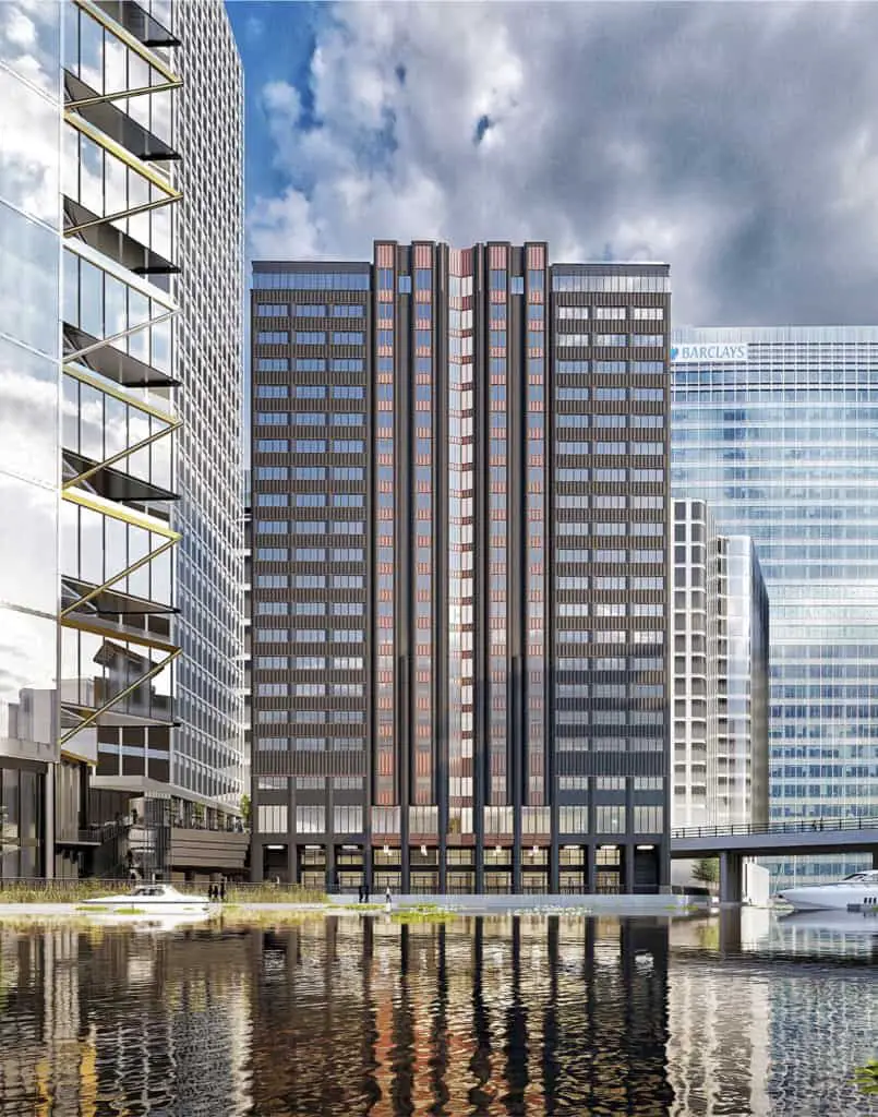 one charter street aparthotel by locke in wood wharf view across blackwall basin