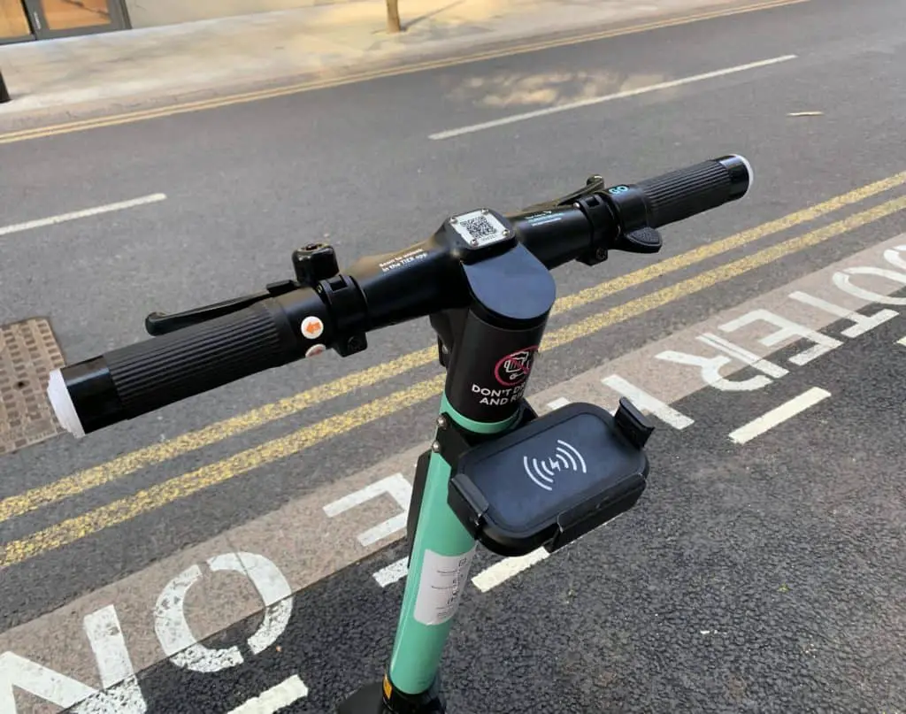 tier scooter available for hire in canary wharf under the london e-scooter trial