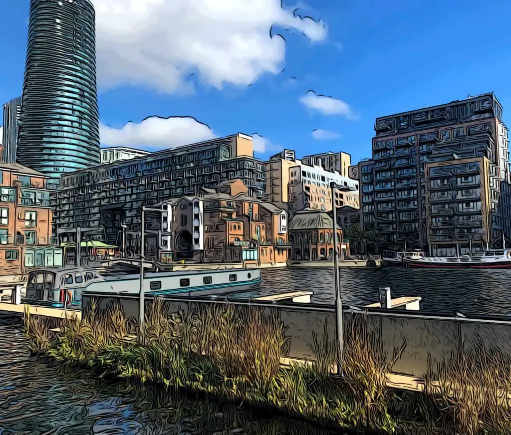 baltimore wharf apartments overlooking millwall inner dock in a more residential part of canary wharf