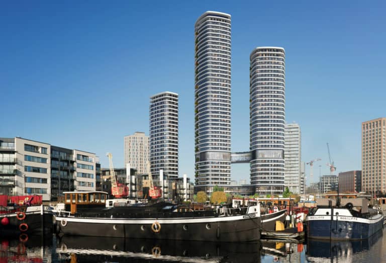 view of APT architects plans for trafalgar way from blackwall docks