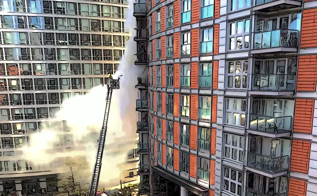 Canary Wharf’s Firefighters tackling a blaze at New Providence Wharf