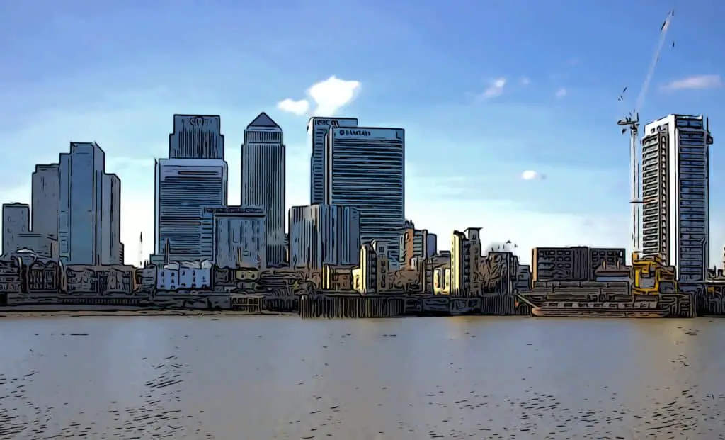 horizon tower under construction in 2015 with canary wharf behind