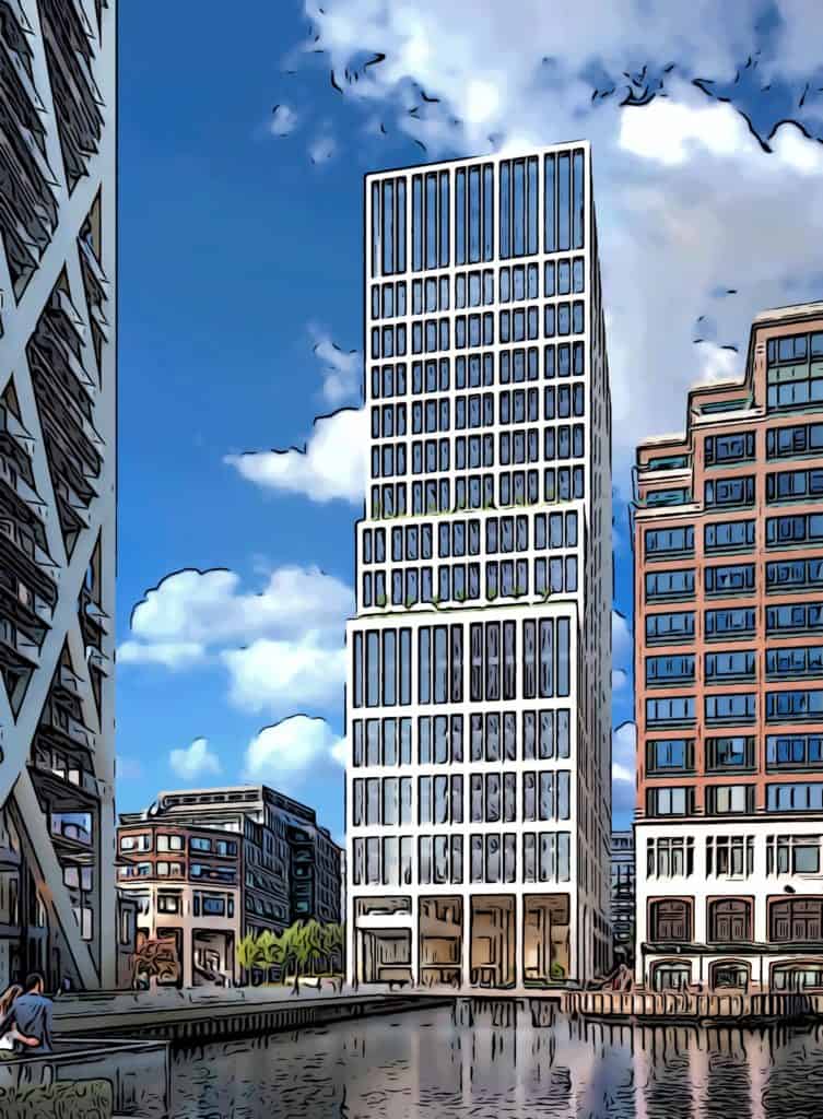 Squire and Partners approved planning permission render for 31-storey park place development next to Newfoundland Quay