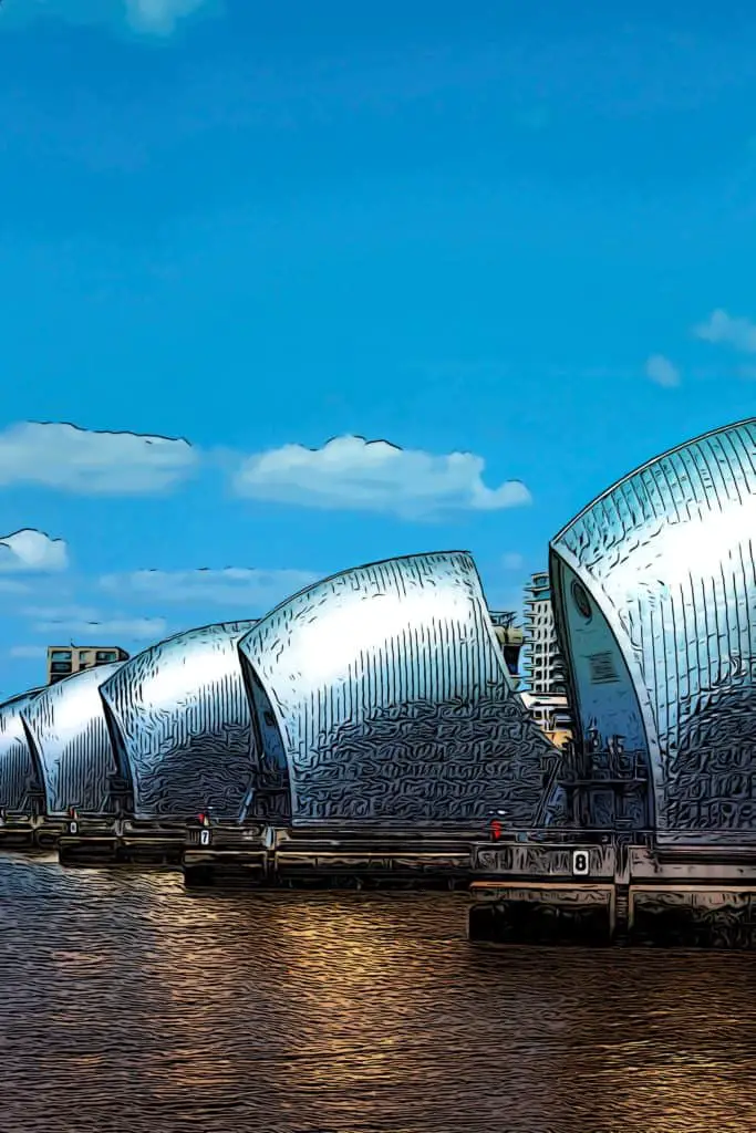 The Thames flood barrier helping areas upstream mitigate flooding