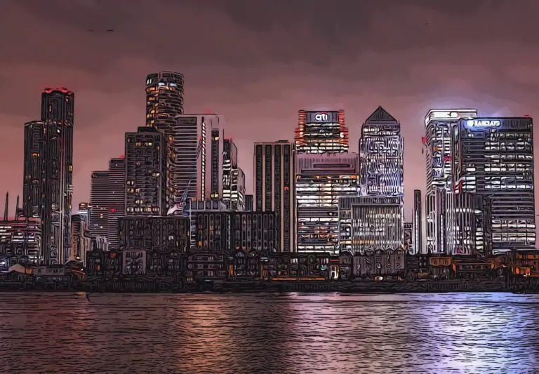 Canary Wharf nighttime panorama
