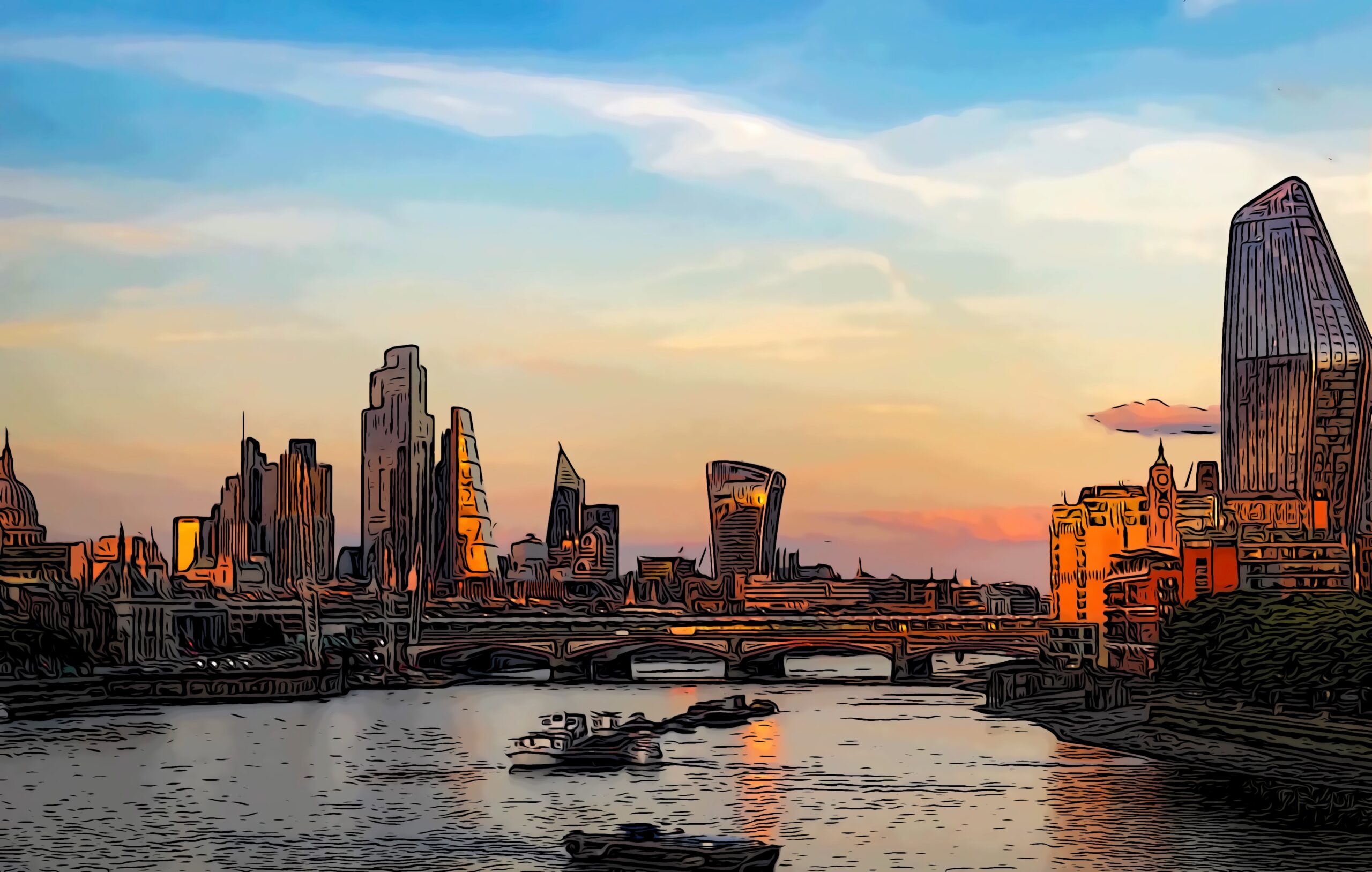 City of London and the Walkie Talkie building sunset