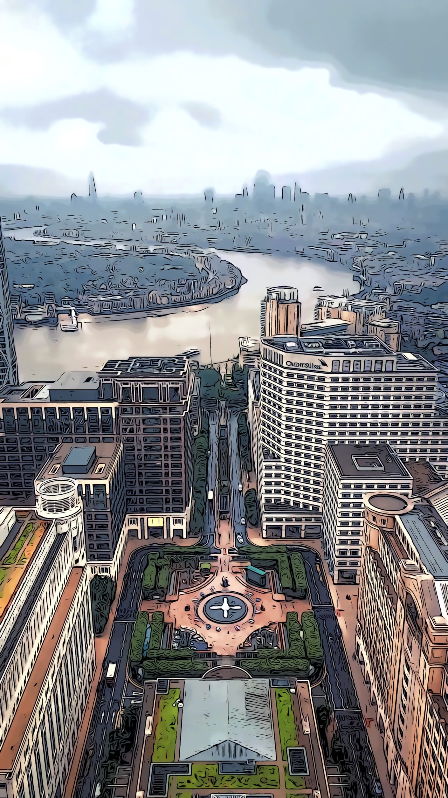 View from the top of canary wharf’s tower